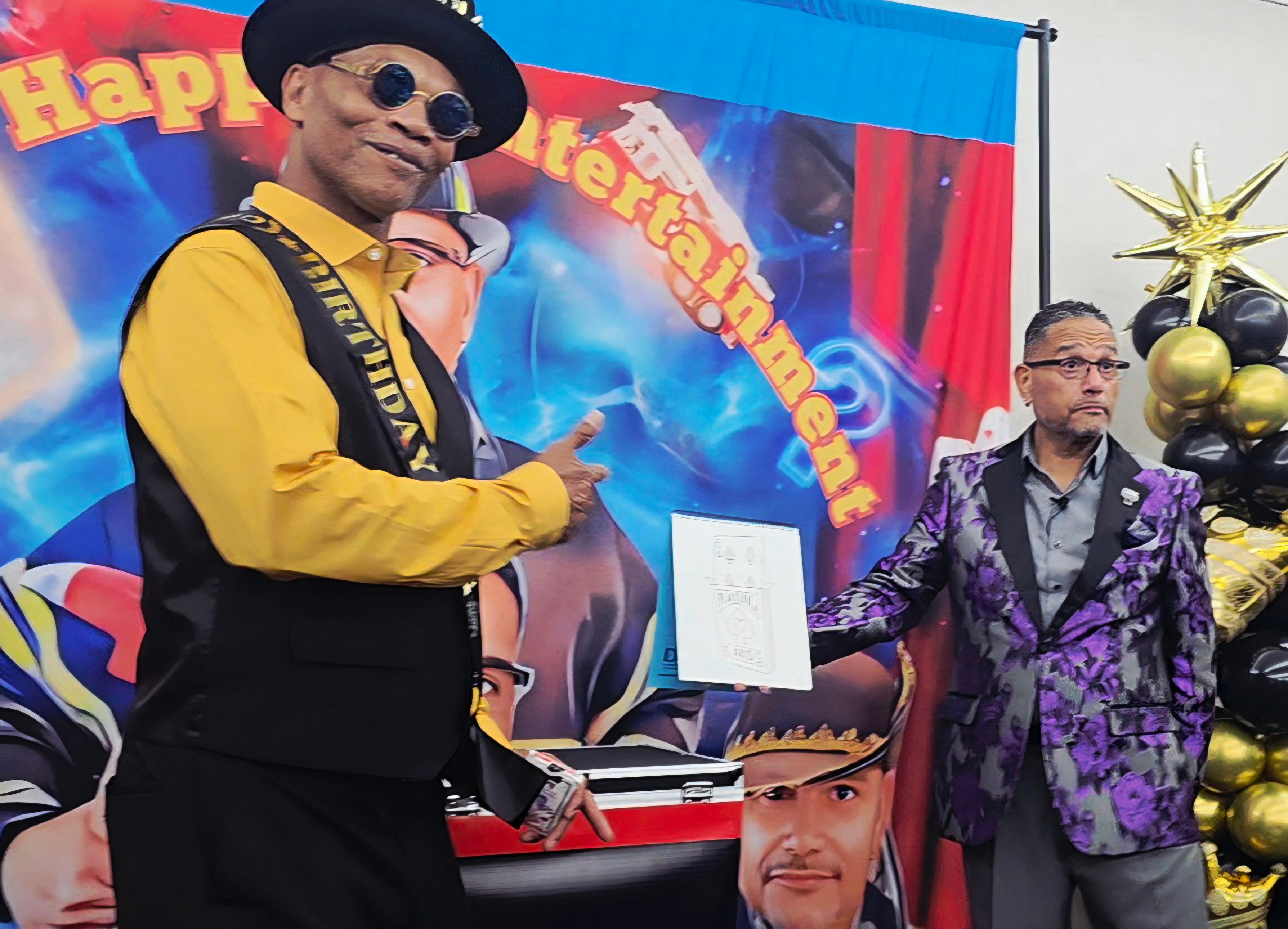 C. Magic holding certificate at the event