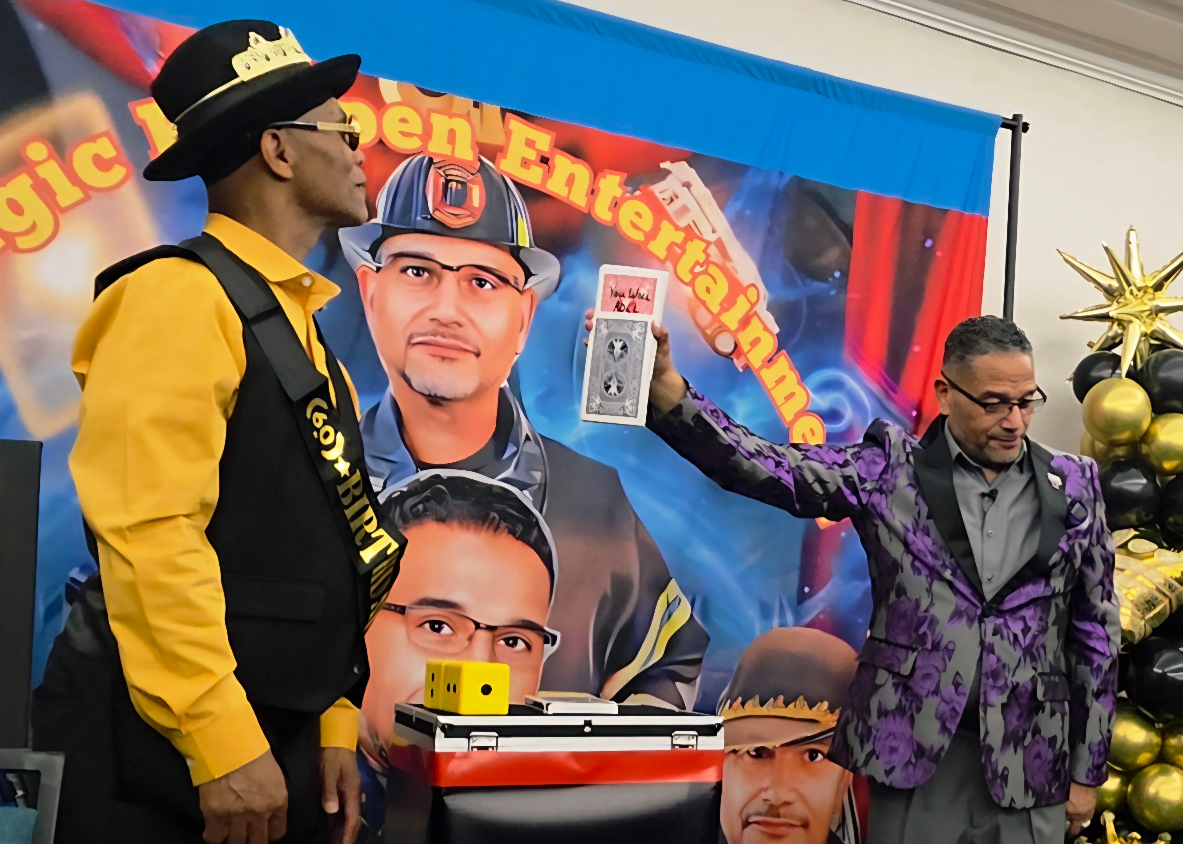 C. Magic performing with colorful wands